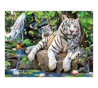 Diamond Painting Adulte Kit, Animaux tigres de rivière DIY Diamant Peinture Point Croix Broderie Kits, 5D Artisanat Cristal Strass Broderie Diamant Arts pour Décoration Maison Square Drill, 70x90cm