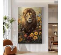 Diamond Painting Adulte Kit Complet Lion Diamond-Painting Fleur 5D Broderie Diamant Painting Enfant Peinture Diamant Enfant Loisirs Créatifs Adultes pour Decoration Murale,Cadeau Femme 80x100cm 0M-663