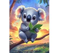 Diamond Painting Adulte Koala 5D Diamant Painting Kit Complet, DIY Ronde Full Drill Peinture Diamant Animal avec Accessoires Débutant Strass Broderie Art pour Decoration Murale Maison 20x30 cm G-204