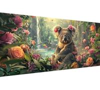 Diamond Painting Adulte Koala Diamant Painting Fleur, Peinture Diamant, DIY Activité Manuelle Adulte Art 5D Strass Full Drill Rond Point de Croix Artisanat pour Murale Décoration 80x160cm 9-8K99