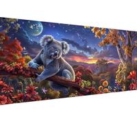 Diamond Painting Adulte Koala Diamant Painting Fleur, Peinture Diamant, Rétro DIY Activité Manuelle Adulte Art 5D Strass Full Drill Rond Point de Croix Artisanat pour Murale Décoration 30X60cm Y-3W36