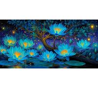 Diamond Painting Adulte La fleur de lotus, Diamond Painting Les arbres Enfant Kits, Peinture Diamant Activité Manuelle Adulte, Canevas Diamant Artisanat, Automne Maison DéCoration 90x180cm g-520