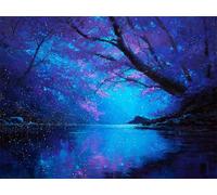Diamond Painting Adulte Lac 5D Diamant Painting Arbre DIY Broderie Diamant Kit Complet, Ronde Full Drill Diamond Art Kit pour Débutant Cristal Canevas Peinture pour Décoration Murale 80x100cm X-932