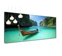 Diamond Painting Adulte Lac Diamant Painting Bateau, 5D Peinture Diamant Adulte, Diamond Art Kit DIY, Rond Full Drill Kit Broderie au Point de Croix Pour Décoration Murale Maison 50x100 cm T3-871