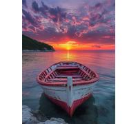 Diamond Painting Adulte Lac Peinture Diamant Débutant, 5D Bateau Diamant Painting Kit Complet, DIY Loisirs Créatifs Adultes Point de Croix Broderie Kit Complet, pour Décoration Maison 80x120 cm K-1830