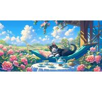 Diamond Painting Adulte Le chat, Diamond Painting La tasse Enfant DéButant Kits, Peinture Diamant Activité Manuelle Adulte, Canevas Diamant Artisanat, Adapté à Automne Maison DéCoration 70x140cm g-555
