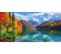 Diamond Painting Adulte, Le Lac Peinture Diamant Set, DIY Diamant Painting Kit Complet, Diamond Cristal Perle Broderie Point de Croix Art Set Pour La Décoration Murale à La Maison 100x200cm b-367