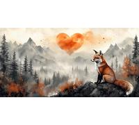 Diamond Painting Adulte Le renard, Diamond Painting Enfant montagne, Activité Manuelle Adulte, Broderie Diamant Grand Format, Perle Diamant Kit, Strass Point de Croix Kit, Murale Décor 50x100cm p-247
