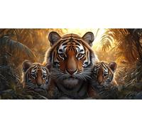 Diamond Painting Adulte Le tigre, Diamond Painting Enfant La forêt, Activité Manuelle Adulte, Broderie Diamant Grand Format, Perle Diamant Kit, Strass Point de Croix Kit, Murale Décor, 50x100cm p-425