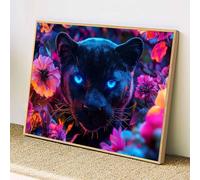 Diamond Painting Adulte Léopard, 5D Kit Broderie Diamant Complet Fleur, 30x40cm Peinture Diamant Strass Carrés, DIY Loisirs Créatifs Tableau Maison, Activité Manuelle Adulte, Cadeau Femme, z@2155
