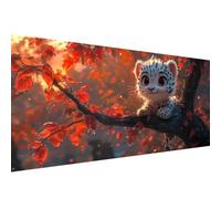 Diamond Painting Adulte léopard Peinture Diamant Adulte animal,5D DIY Diamond Art Kit Complet,Loisirs Créatifs Adultes,Rond Diamant Strass Point Croix Cristal Painting,Décoration Murale 70x140cm W1-87