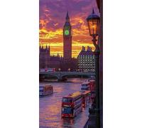 Diamond Painting Adulte, Londres Big Ben Peinture Diamant Set, DIY Diamant Painting Kit Complet, Diamond Cristal Perle Broderie Point de Croix Art Set Pour La Décor Murale à La Maison 70x140cm b-570
