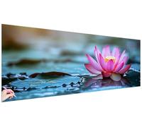 Diamond Painting Adulte Lotus Diamond Painting Fleur 90x30cm Broderie Diamant Grand Format Point de Croix Kit Complet Activité Manuelle Adulte Peinture Diamant pour Decoration Murale Cadeau Femme R-63