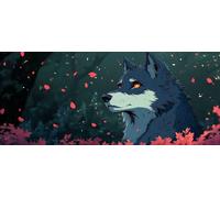 Diamond Painting Adulte, Loup Diamond Painting Fleurs De Cerisier Peinture Diamant Complète Rond Diamant Strass Point de Croix Cristal Paint Activité Manuelle, Decoration Chambre 100x200 CM -hjw26044G