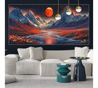 Diamond Painting Adulte Lune Diamond Painting Grand Format 55x110cm Kit Broderie Diamant Rivière Peinture Diamant Kit Complet Square Accessoires, Strass Cristal pour Décoration Murale Maison y-w1079