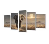 Diamond Painting Adulte Lune Éléphant Diamond Painting 5 Pièces, Broderie Diamant Kit Complet, Loisirs Créatifs Diamant Art Craft, Point de Croix Kit, Décoration Murale, Cadeau Femme 275x138cm j7s-138