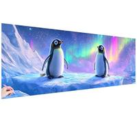 Diamond Painting Adulte Manchot Diamond Painting Aurore 150x50cm Broderie Diamant Grand Format Point de Croix Kit Complet Activité Manuelle Adulte Peinture Diamant Decoration Murale Cadeau Femme O-62