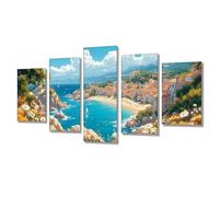Diamond Painting Adulte Mer Paysage Diamond Painting 5 Pièces, Broderie Diamant Kit Complet, Loisirs Créatifs Diamant Art Craft, Point de Croix Kit, Décoration Murale, Cadeau Femme 175x88cm j7s-69