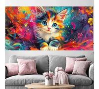Diamond Painting Adulte Mignon Diamond Painting 30x60cm,2026 Nouveau DIY Crystal Art Chat 5D Full Dril Rhinestone Canvas Broderie Cross Stitch Peinture Diamant pour Beginner Décoration Cadeau O-260G