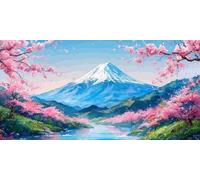 Diamond Painting Adulte, Mont Fuji Peinture Diamant Set, DIY Diamant Painting Kit Complet, Diamond Cristal Perle Broderie Point de Croix Art Set Pour La Décoration Murale à La Maison 40x80cm b-278