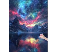 Diamond Painting Adulte Montagne Peinture Diamant Adulte, 5D DIY Diamond Painting Kit Complet Aurore, Broderie Diamant Cristal Point de Croix pour Débutants, Décoration Murale Maison, 90x120 cm, Q-59