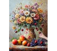 Diamond Painting Adulte Nature Morte Peinture Diamant Adulte, 5D DIY Diamond Painting Kit Complet Fleurs, Broderie Diamant Cristal Point de Croix pour Débutants, Decoration Maison, 30x40 cm, D-59