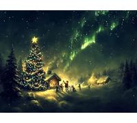 Diamond Painting Adulte Noël Diamond Painting Enfant, 5D Peinture Diamant Paysage Strass Point de Croix Broderie Diamant Kit Complet, pour Noël Décoration Murale Maison Cadeaux 70 x 100 cm C-2988