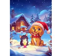 Diamond Painting Adulte Noël Peinture Diamant Débutant, 5D Animal Diamant Painting Kit Complet, DIY Loisirs Créatifs Adultes Point de Croix Broderie Kit Complet, pour Décoration 80x120 cm K-2700