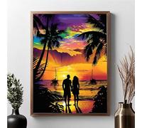 Diamond Painting Adulte, OcéAn Peinture Diamant Set Couple DIY Diamant Painting Kit Complet, Diamond Cristal Perle Broderie Point de Croix Art Set Pour La Décor Murale à La Maison (70x95cm) JPF 4-O