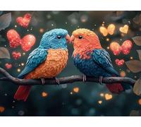Diamond Painting Adulte Oiseau Diamond Painting 40x30 cm, Saint Valentin Peinture Diamant DIY 5D Broderie Diamant Kit Complet, Strass Point de Croix Loisirs Créatifs pour Decoration Maison F0-474