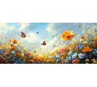 Diamond Painting Adulte, Papillon Diamond Painting Fleurs Broderie Diamant 5D DIY Diamant Cristal Strass Point de Croix Loisirs Créatifs Adultes pour Decoration Murale, Cadeau 100x200 CM -yym2603Y4
