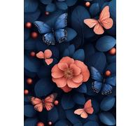 Diamond Painting Adulte, Papillon Diamond Painting Fleurs Peinture Diamant 5D DIY Complète Rond Diamant Strass Point de Croix Cristal Paint pour Decoration Chambre, Cadeau Femme 30x40cm -hjw2508AS