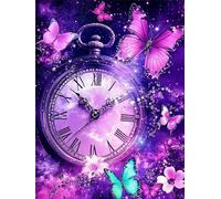Diamond Painting Adulte Papillon Peinture Diamant Débutant, 5D Horloges et montres Diamant Painting Kit Complet, DIY Loisirs Créatifs Adultes Point de Croix Broderie Kit Complet 80x120 cm K-2050