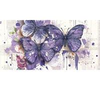 Diamond Painting Adulte Papillon, Violet Peinture Diamant, 5D Full Drill Point de Croix Activité Manuelle Adulte Fabrication de Mosaïques, Diamond Painting Kit Complet, Cadeau Femme 100x200cm X-487