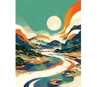 Diamond Painting Adulte Paysage 65x80cm, Diamond-Painting Coucher De Soleil DIY Activité Manuelle Adulte Broderie Diamant Kit Complet, Strass Gemme Point de Croix Artisanat Set pour Décoration Q-11T