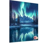 Diamond Painting Adulte Paysage Diamond Painting Enfant Aurore Broderie Diamant Kit Complet, 5D Cristal Tableau Perle Diamant Kit, DIY Strass Point de Croix pour Decor Maison Cadeau Femme 40x50cm D-28