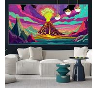 Diamond Painting Adulte Paysage Diamond Painting Grand Format 70x150cm Kit Broderie Diamant Volcan Peinture Diamant Kit Complet Square Accessoires, Strass Cristal pour Décoration Murale Maison y-w811