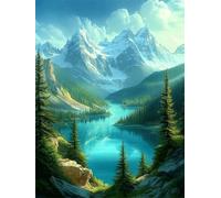 Diamond Painting Adulte Paysage DIY Diamond Painting Kit Complet Peinture Diamant pour Débutants Enfant, 5D Broderie Diamant Lac Art du Puzzle Canevas Peinture Décoration Murale Cadeau90x120cm H-506