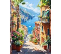 Diamond Painting Adulte Paysage DIY Diamond Painting Kit Complet Peinture Diamant pour Débutants Enfant, 5D Broderie Diamant Bord de la mer Canevas Peinture Décoration Murale Cadeau35x45cm H-393