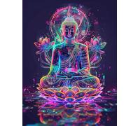 Diamond Painting Adulte, Peinture Diamant Le Bouddha,5D Diamond painting Fleurs De Lotus DIY Activité Manuelle Adulte Peinture Diamant Kit Complet, pour Débutants Home Office Décoration 40x50cm W0J277