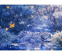 Diamond Painting Adulte, Peinture Diamant Le Tigre Blanc,5D Diamond painting Animal DIY Activité Manuelle Adulte Peinture Diamant Kit Complet, pour Débutants Home Office Décoration 70x90cm W0J-358
