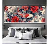 Diamond Painting Adulte, Peinture Diamant Point de Croix, 5D DIY Diamond Painting Koi Rose Grand Format Broderie Diamant, Tableau en Perles à Coller, Murale Chambre Décoration Cadeau 95 X 45cm q453
