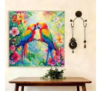 Diamond Painting Adulte Perroquet, 5D DIY Broderie Diamant Kit Complet Fleur, Peinture Diamant Artisanat Strass Point de Croix Painting pour Débutant, Decoration Maison, Cadeau Femme 55x55cm G8-1092