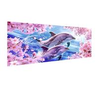 Diamond Painting Adulte Petit Format 60x30cm, 5D Diamond Painting Fleurs cerisier Peinture Diamant Enfant Dauphin Broderie Diamant Kit Complet, Loisirs Créatifs Adultes, Decoration Chambre X2-364