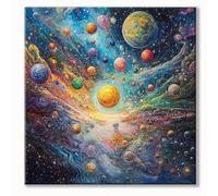 Diamond Painting Adulte Planète Diamond Painting Couleur, 5D Loisirs Créatifs Adultes, DIY Full Drill Artisanat Cristal Art Kit pour Débutant, Decoration Murale, Cadeau Femme 100x100 cm 0b-1522