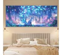 Diamond Painting Adulte Renard 70x30 cm 5D Diamond Painting Plume DIY Activité Manuelle Adulte Broderie Diamant Strass Cristal Kit, Peinture Diamant Enfant Débutants pour Intérieur Décoration Z-S708