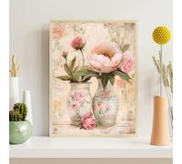 Diamond Painting Adulte Rétro, 5D Kit Broderie Diamant Complet Fleur, 30x40cm Peinture Diamant Strass Ronds, DIY Loisirs Créatifs Tableau Maison, Activité Manuelle Adulte, Cadeau Femme, z@634