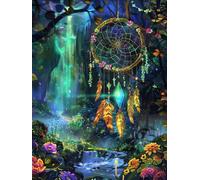 Diamond Painting Adulte Rivière Peinture Diamant Attrape Rêves Broderie Diamant kit Complet Accessoires DlY Loisirs Créatifs Adultes Diamond Art Point de Croix pour Décoration Murale 50x70cm G0-219