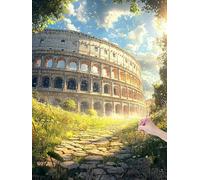 Diamond Painting Adulte Rome Peinture Diamant Adulte, 5D DIY Diamond Painting Kit Complet Paysage, Broderie Diamant Cristal Point de Croix Kit pour Débutants, Décoration Murale Maison, 50x70 cm, H-47