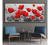Diamond Painting Adulte Square Drill 5D Fleur Peinture Diamant Grand Format 30x80cm, DIY Coquelicot Diamond Painting Kit Complet, Broderie Diamant Kits Artisanat pour Murale Décoration (SQ31)